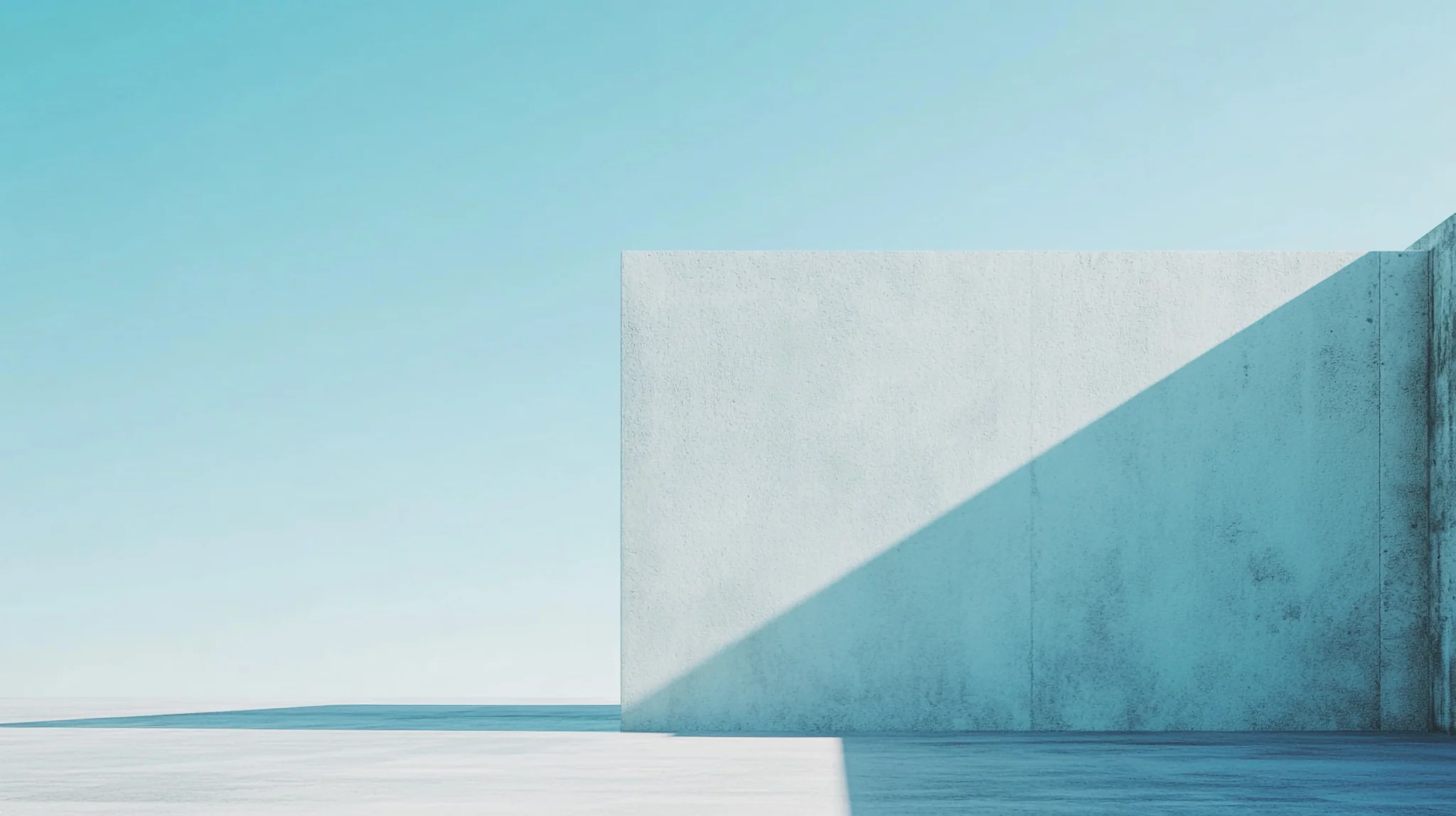 Minimalist architecture, concrete slab on blue background